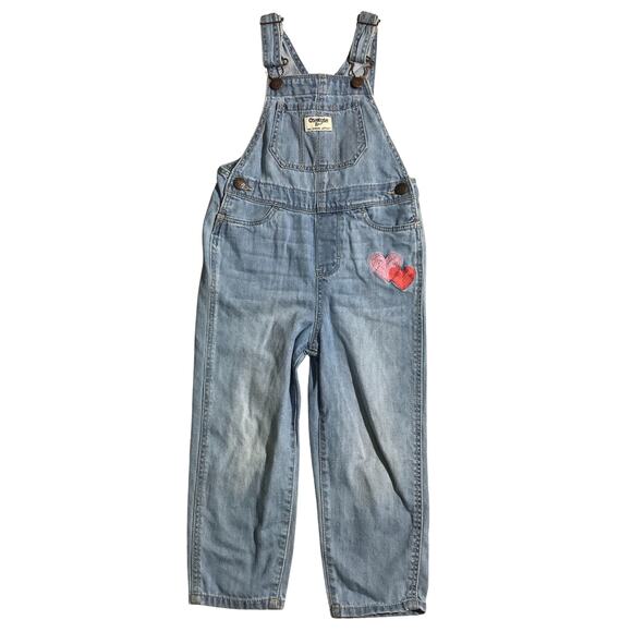 OshKosh B’gosh Denim Overalls Child Size 4T – Light Wash, Vintage, 100% Cotton - Picture 1 of 8